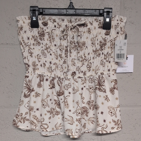 Boho Western Rodeo Print Smocked Tube Top Size XS NWT - Picture 2 of 10